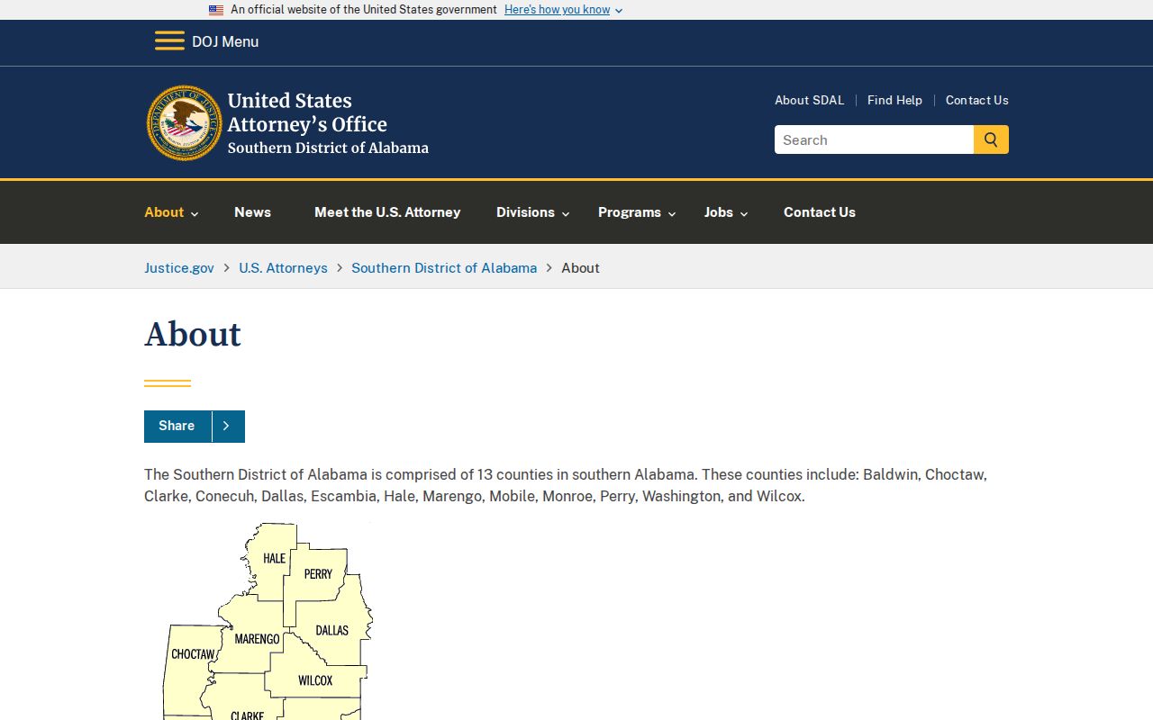 Conecuh County court charges Southern District county list