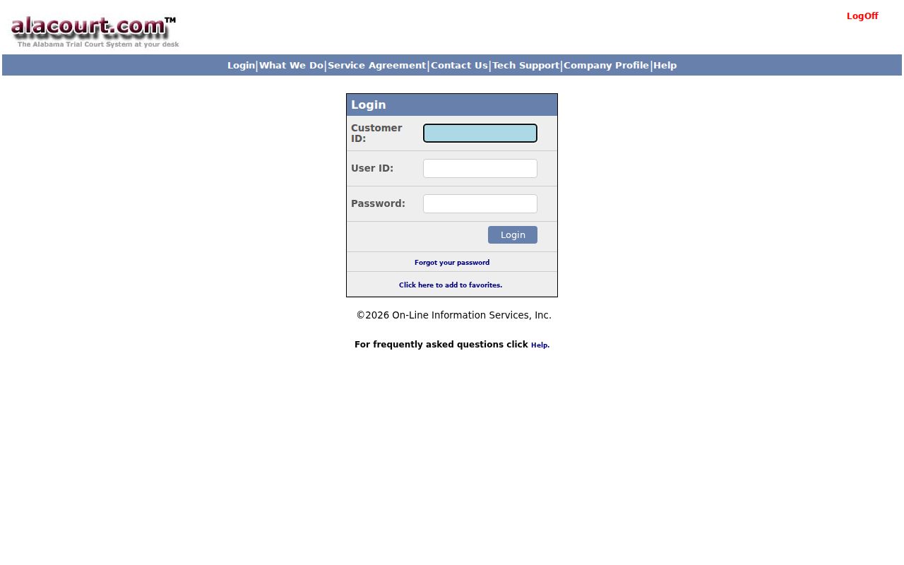 Conecuh County court records Alacourt subscriber login fields
