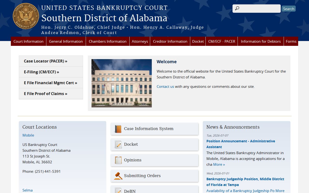 Conecuh County Circuit Court federal bankruptcy court resource