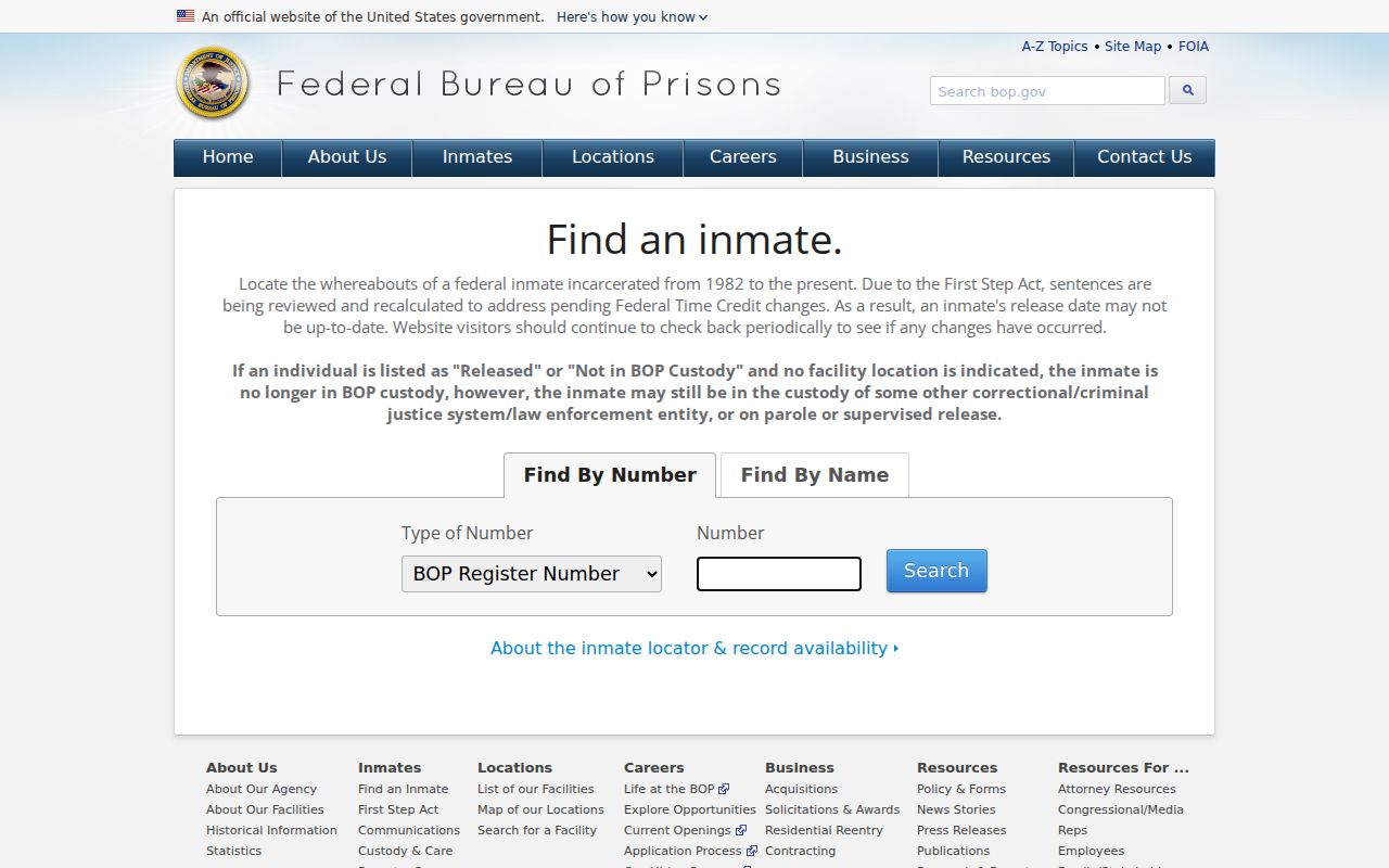 Conecuh County inmate records federal Bureau of Prisons locator
