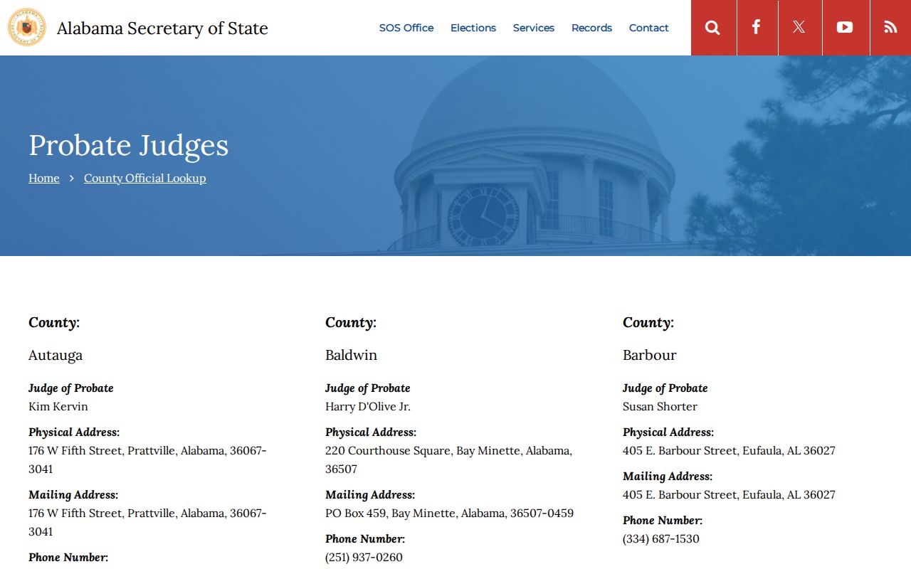Conecuh County Probate Court Alabama probate judge directory