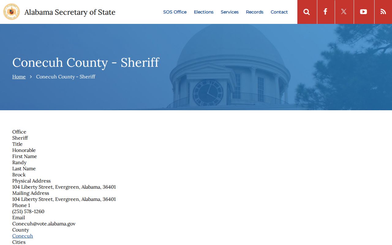 Conecuh County warrant records sheriff official listing